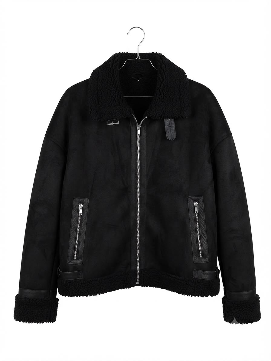Campera aviador de piel con cuello y puños de corderito — modelo USHUAIA de Leathersophy — vista 2